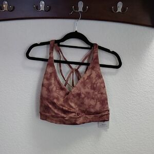 Athleta Maroon Tie-Dye Sports Bra